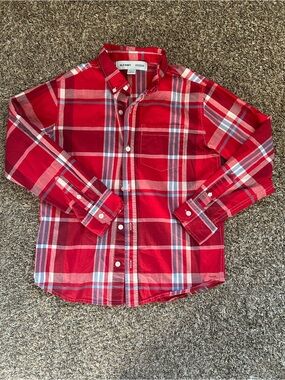 Old Navy Red Plaid Button-Down Shirt - Boys